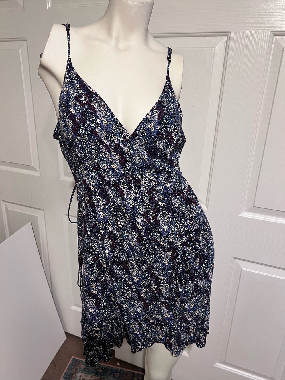 Free People Navy and White Floral Wrap Dress